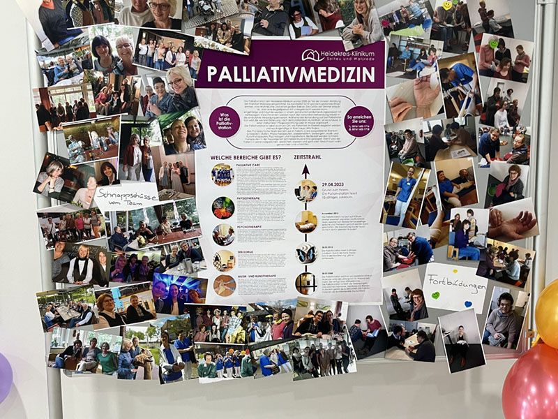 Eine Bild-Collage von vielen Fotos aus der Palliativstation.