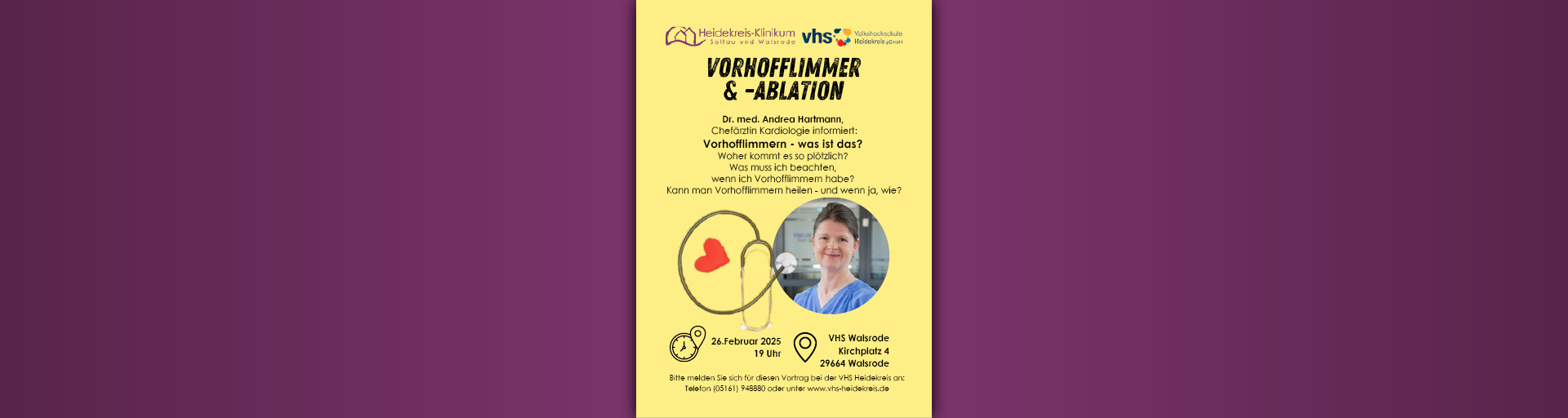 Zum Artikel: Vortrag über Vorhofflimmern: Chefärztin Dr. med. Andrea Hartmann informiert in der VHS Heidekreis