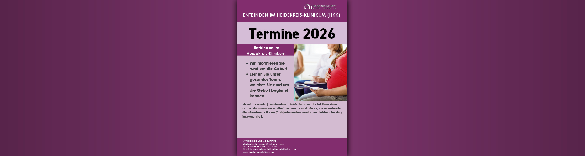 Plakat Infoabend Geburtshilfe - Inhalte siehe Textbereich